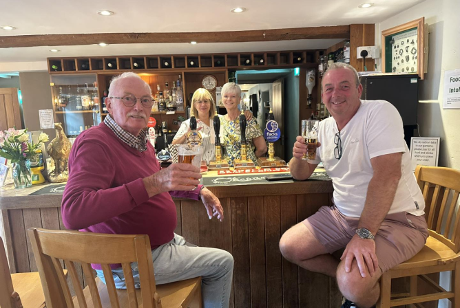 Sue and Jackie, with our locals Tony and Alan